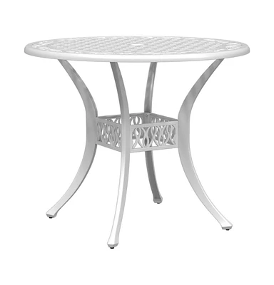 vidaXL Patio Table White 35.4"x29.5" Cast Aluminum