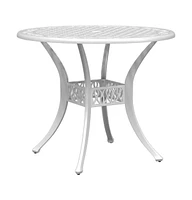 vidaXL Patio Table White 35.4"x29.5" Cast Aluminum