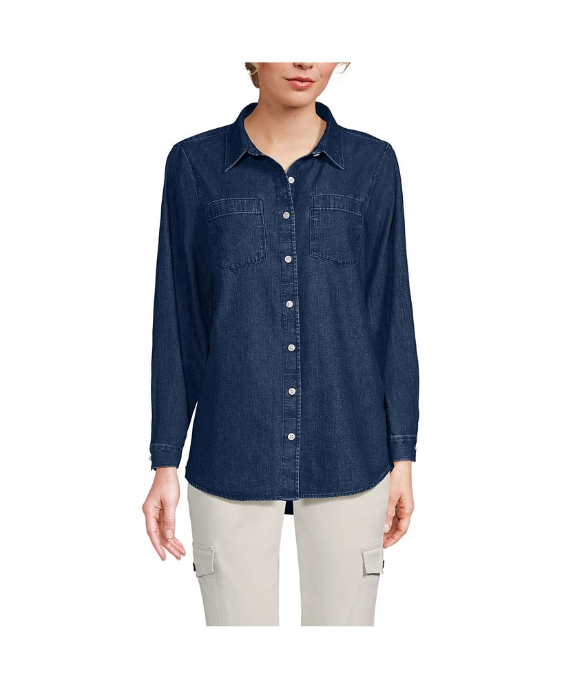 Lands' End Women's Denim Button Front Shirt