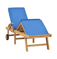 vidaXL Sun Lounger with Cushion Solid Teak Wood