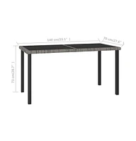 vidaXL Patio Dining Table Gray 55.1"x27.6"x28.7" Poly Rattan