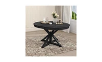 Slickblue Retro Extendable Dining Table with 12-Inch Leaf for Functional and Living Room Spaces