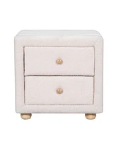 Slickblue Beige Teddy Fleece Nightstand with 2 Drawers - Stylish & Cozy Storage Solution