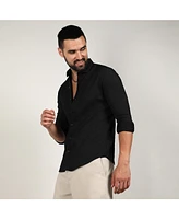 Campus Sutra Men's Onyx Black Chain-Creased Shirt