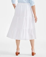 Style & Co Women's Cotton Eyelet Tiered Skirt, Created for Macy's