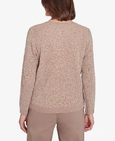 Alfred Dunner Women's Telluride Metallic Cheetah Textured Sweater