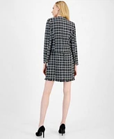 Tahari Asl Womens Raw Edge Boucle Dress Collarless Blazer