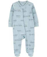 Carter's Baby Boys Train-Print 2-Way-Zip Cotton Sleep & Play Footed Coverall