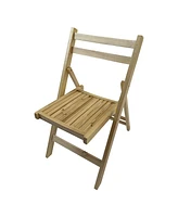 Slickblue Set of 4 Slatted Wood Folding Chairs – Foldable Style for Special Events