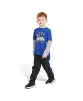 adidas Little and Toddler Boys Graphic Layered Cotton Tee Pant, 2-Piece Set