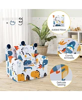 Costway Kids Sofa Chair Foam Filled Armchair Dinosaur Toddler Couch with Cover & Pillow