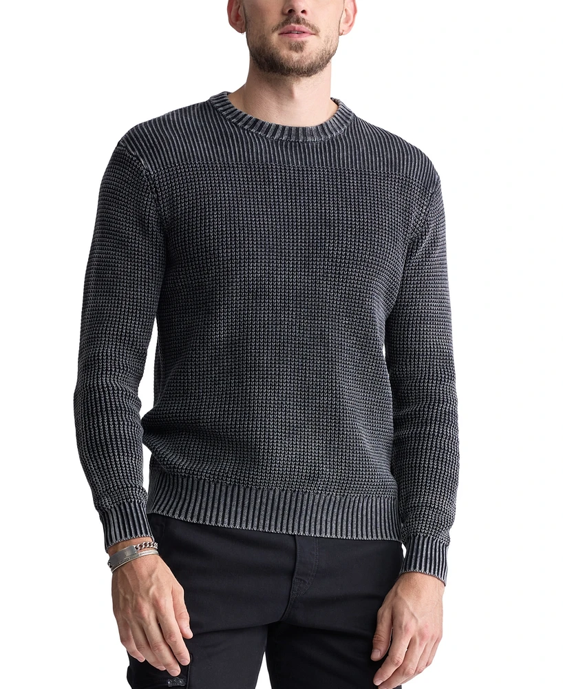 Buffalo David Bitton Men's Washy Cotton Textured Knit Crewneck Sweater