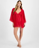 I.n.c. International Concepts Women's Chiffon Lace Babydoll & Thong Underwear Set, Exclusively at Macy's