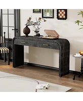 Slickblue Unique Retro Silhouette Console Table with Open Style, Two Top Drawers for Entrance, Dinning Room, Living Room (Antique Black)