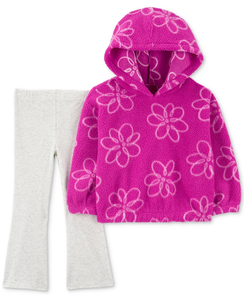 Carter's Toddler Girls Floral Faux-Sherpa Hoodie & Flare Leggings, 2 Piece Set