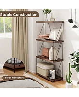 Costway 1 Pcs 4-Tier Multipurpose Display Rack Freestanding Bookcase with Metal Frame