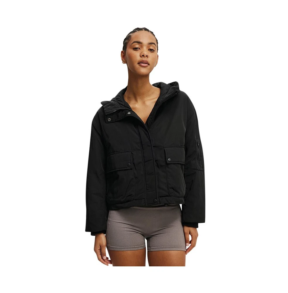 Cotton On Women's Patch Pocket Hooded Jacket