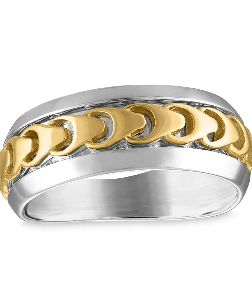 Bulova Link Ring Sterling Silver & 14k Gold