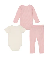 Tommy Hilfiger Baby Girl Ribbed Logo Bodysuits Leggings Set, 3-Piece Set