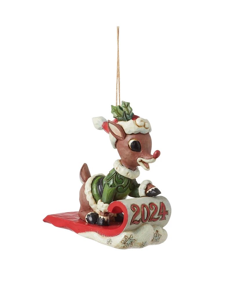 Jim Shore Rudolph on Dated 2024 Sled Ornament