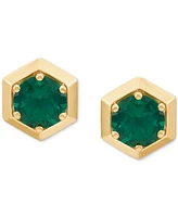 2-Pc. Set Lab-Created Emerald Solitaire Pendant Necklace & Matching Stud Earrings (2-3/4 ct. t.w.) in 14k Gold-Plated Sterling Silver