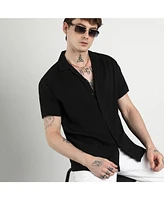 Campus Sutra Men's Onyx Black Creased Shirt