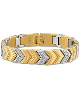 Esquire Men's Jewelry Diamond Chevron Link Bracelet (1/4 ct. t.w.) in Stainless Steel & Gold-Tone Ion-Plate, Exclusively at Macy's