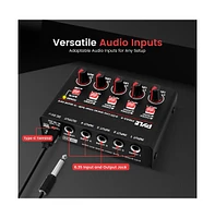 Pyle Compact Bluetooth 4-Channel Line Mixer with Usb Audio Interface