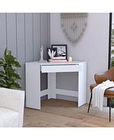 Savoy White Corner Desk with Compact Design and Drawer
