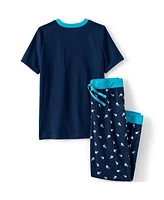 Lands' End Big Girls Short Sleeve Top and Jogger Bottom Pajama Set