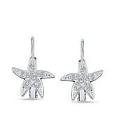 Bling Jewelry Beach Nautical Cubic Zirconia Pave Cz Starfish Drop Earrings For Women .925 Sterling Silver Lever Back