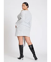 Eloquii Women's Plus Size Sweater Mini Dress With Waist Tie