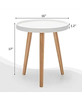 Gymax Set of 2 Round Side Table Sofa Coffee End Accent Table Nightstand Home