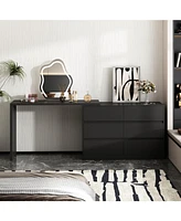 Homsee 6-Drawer L-Shaped Chest of Drawers with Rotatable Desktop
