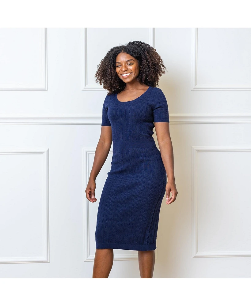Hope & Henry Women's Fitted Cable Sweater Dress
