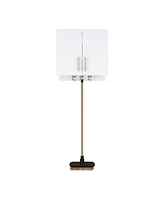 Albany Cabinet Wall Mounted with Broom Hangers and Metal Handles, White