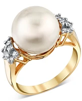 Cultured Freshwater Pearl (12mm) & Diamond (1/4 ct. t.w.) in 14k Gold