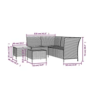 vidaXL Piece Patio Lounge Set with Cushions Poly Rattan
