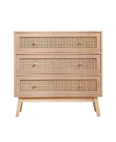 Slickblue 3-Drawer Rattan Storage Cabinet – Stylish Rattan Drawers for Bedroom or Living Room