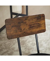 Long Bar Table Set with 3 Pu Leather Upholstered Bar Stools for Modern Home or Kitchen