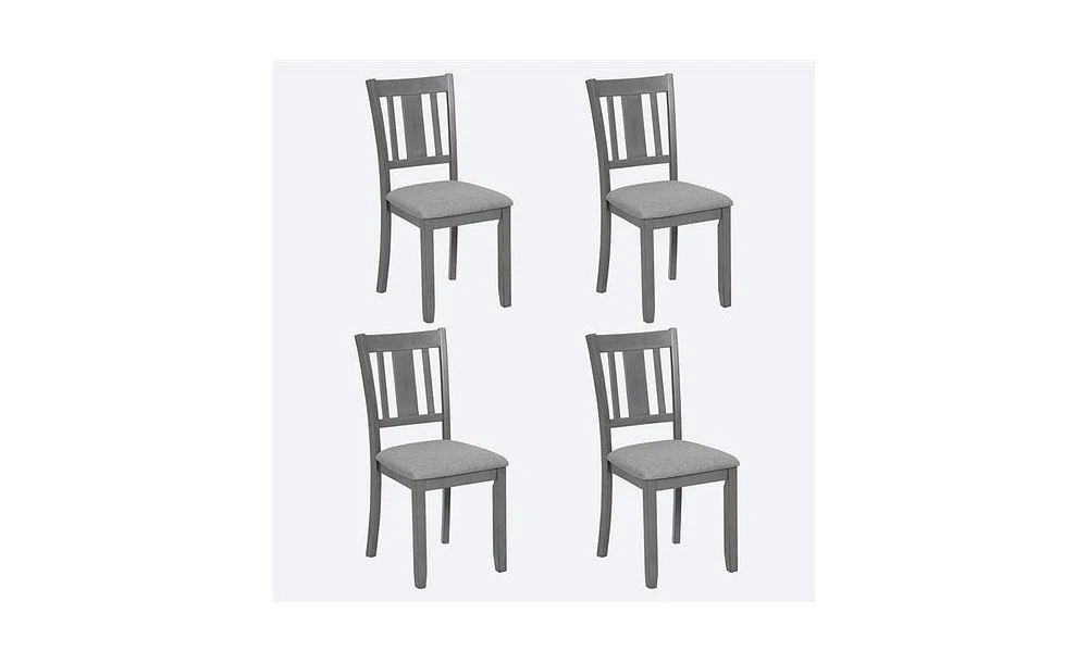 Slickblue Wooden Dining Chairs Set of 4, Kitchen Chair with Padded Seat, Upholstered Side Chair for Dining Room, Living Room, Gray