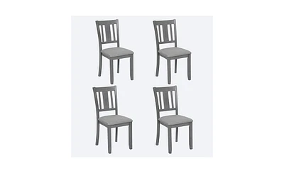 Slickblue Wooden Dining Chairs Set of 4, Kitchen Chair with Padded Seat, Upholstered Side Chair for Dining Room, Living Room, Gray