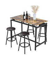 Slickblue 5-Piece Kitchen Counter Height Table Set with Bar Table and 4 Matching Stools