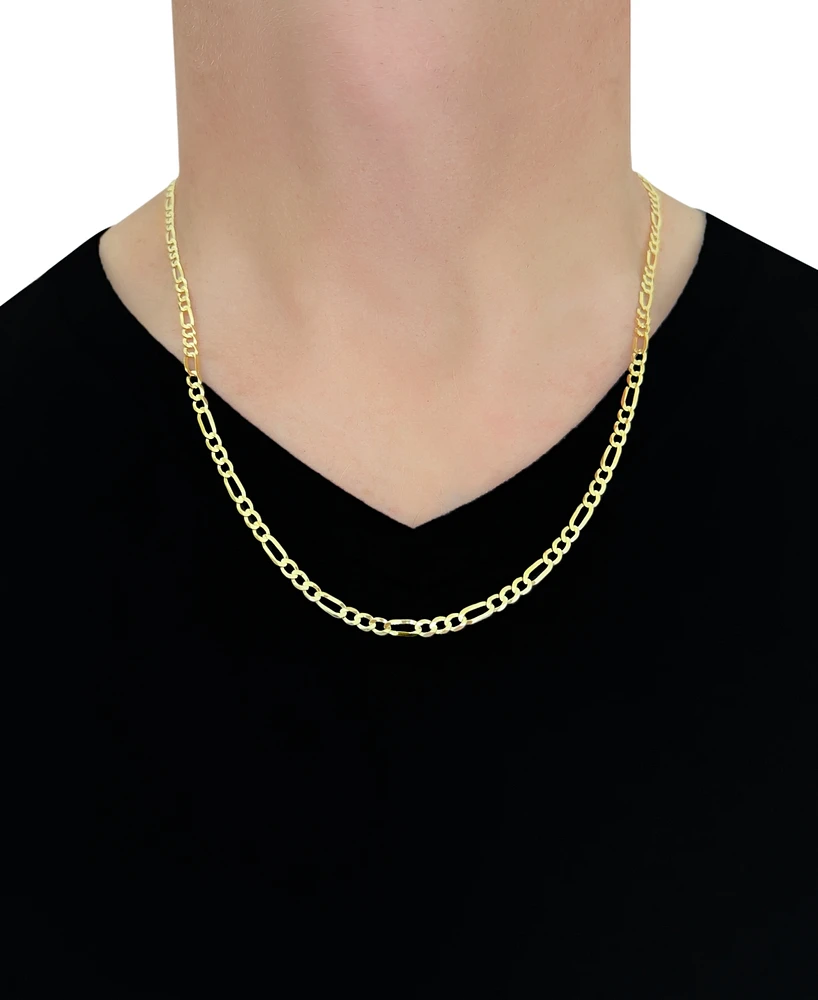 Italian Gold Figaro Link 24" Chain Necklace (4mm) in Solid 14k Gold