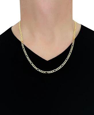 Italian Gold Figaro Link 24" Chain Necklace (4mm) in Solid 14k Gold