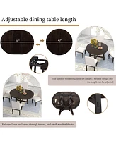 Slickblue Farmhouse Round Extendable Dining Table with 16-Inch Leaf for Versatile Wood Kitchen Dining