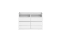 Slickblue 6-Drawer White Dresser for Bedroom with Led Lights for Stylish Storage and Illumination