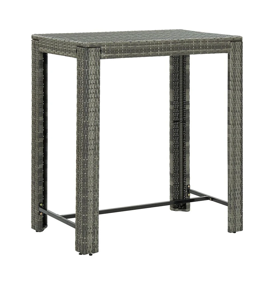 vidaXL Patio Bar Table Gray 39.4"x23.8"x43.5" Poly Rattan