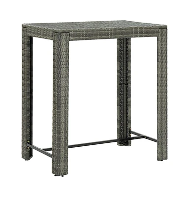 vidaXL Patio Bar Table Gray 39.4"x23.8"x43.5" Poly Rattan