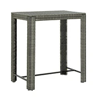 vidaXL Patio Bar Table Gray 39.4"x23.8"x43.5" Poly Rattan